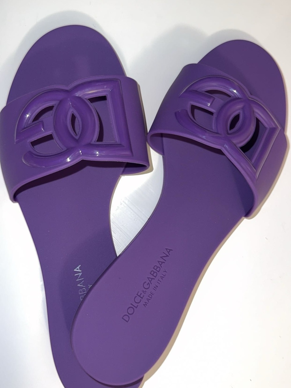 Dolce & Gabbana Purple Logo Slide Sandals - Women's
